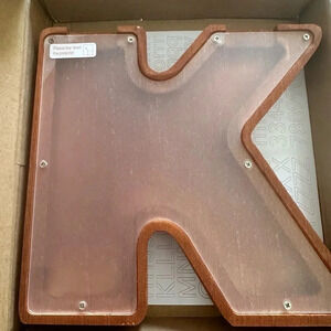 🆕 Wooden Letter Piggy Bank letter K with white alphabet to personalize.